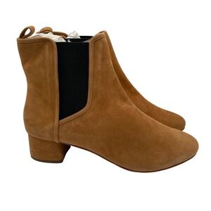 NWOB Yosi Samra Penelope Brown Tan Suede Block Heel Chelsea Ankle Boots Women 11